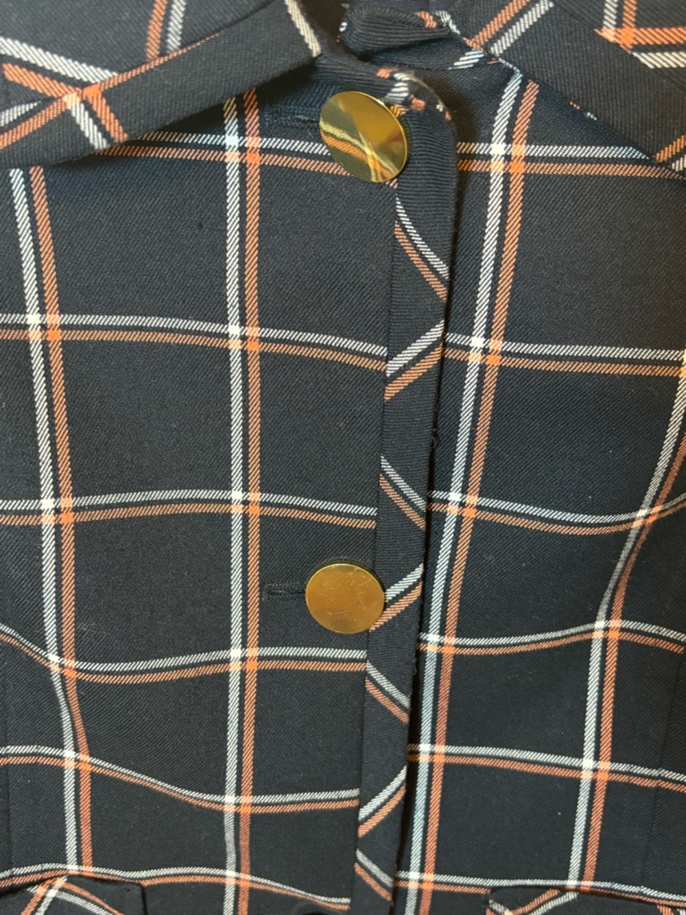 Banana Republic chic Navy Plaid Cropped Button blazer - Picture 4 of 7